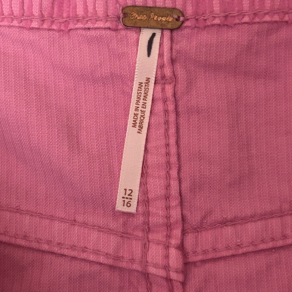 FREE PEOPLE Ray Corduroy Mini Skirt Sz 12 Pink Button Up High Rise 100% Cotton - Picture 4 of 4